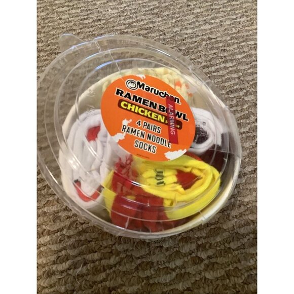MARUCHAN Men Ramen Bowl Noodles Crew Socks 4 Pairs Sizes 8-12 Funny Gift Set NIB - Picture 2 of 5